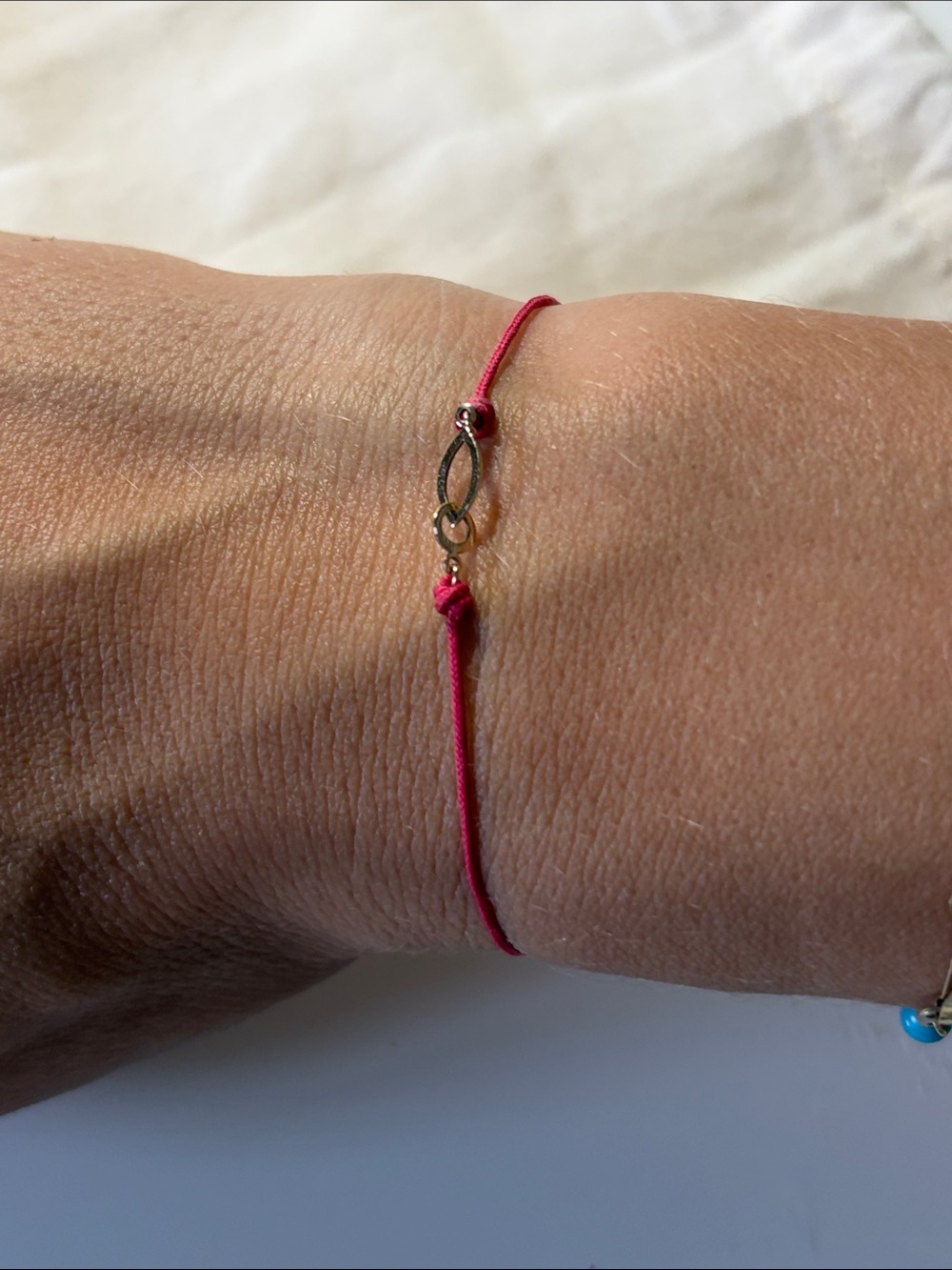 bluboho Pink Cord Bracelet with 10 k yellow gold Charm
